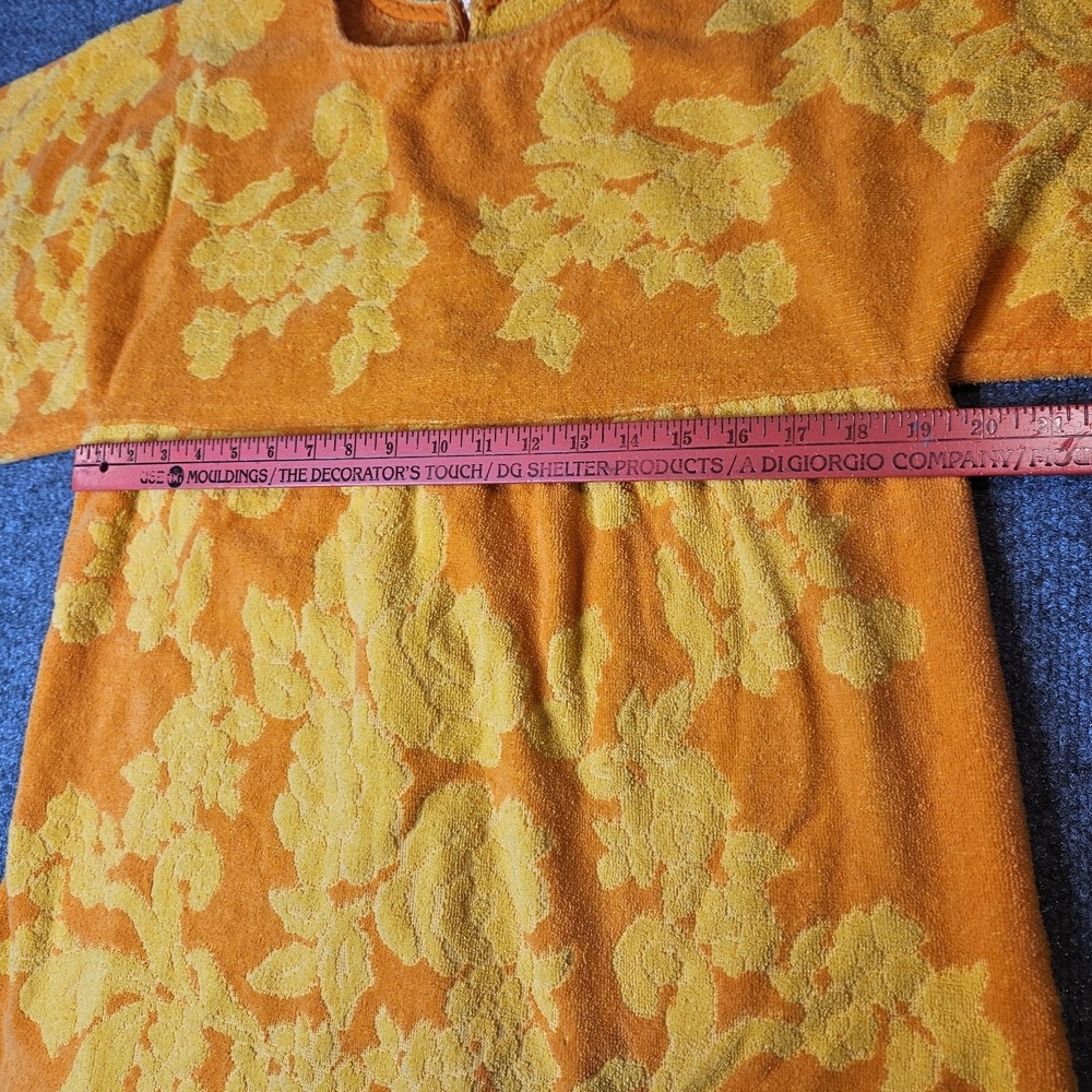 Vintage Terry Towel Handmade Cover Up Top MCM Cannon Orange Fringe - Picture 7 of 13